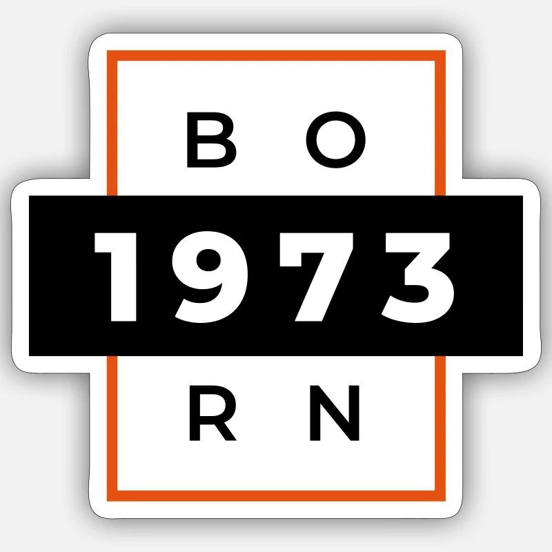 "Born 1973" - Sticker size S (10 x 10 cm) - white matte