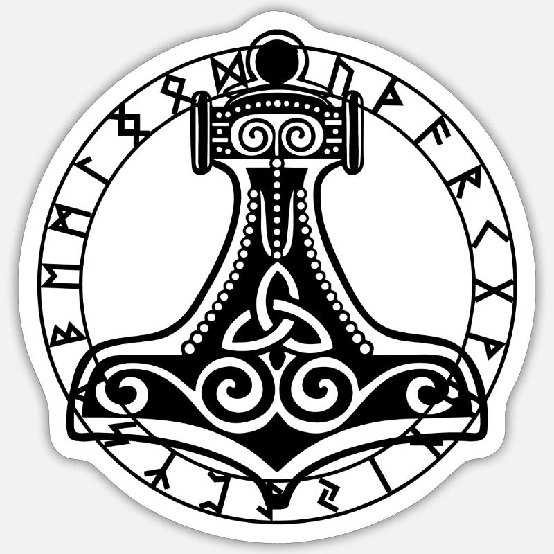 Thors Hammer Runen - Sticker Größe S (10 x 10 cm) - Mattweiß