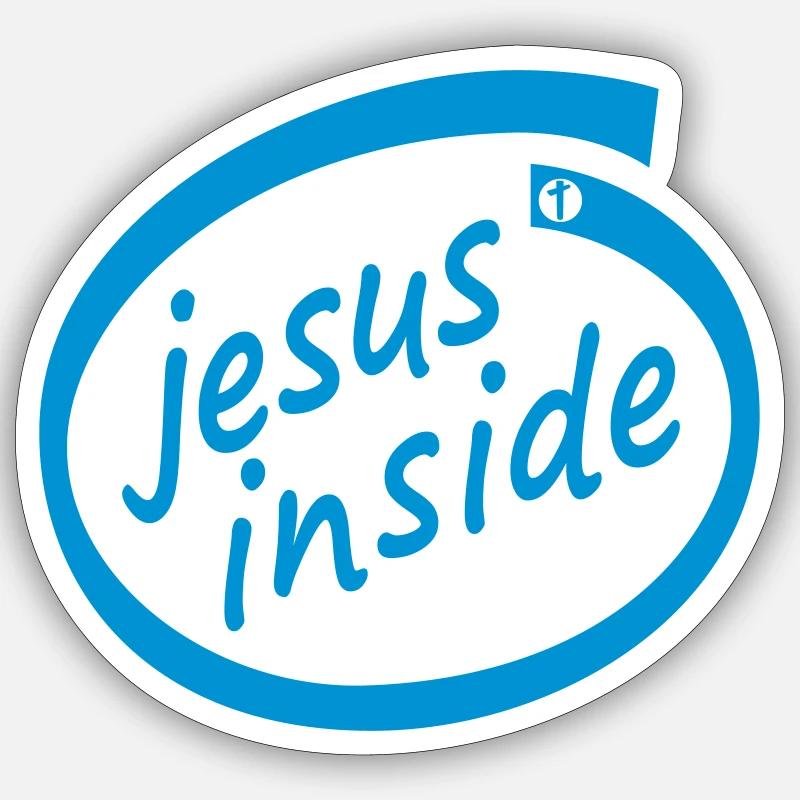 jesus inside - Nerd - Jesus4m3 - Sticker Größe S (10 x 10 cm) - Mattweiß