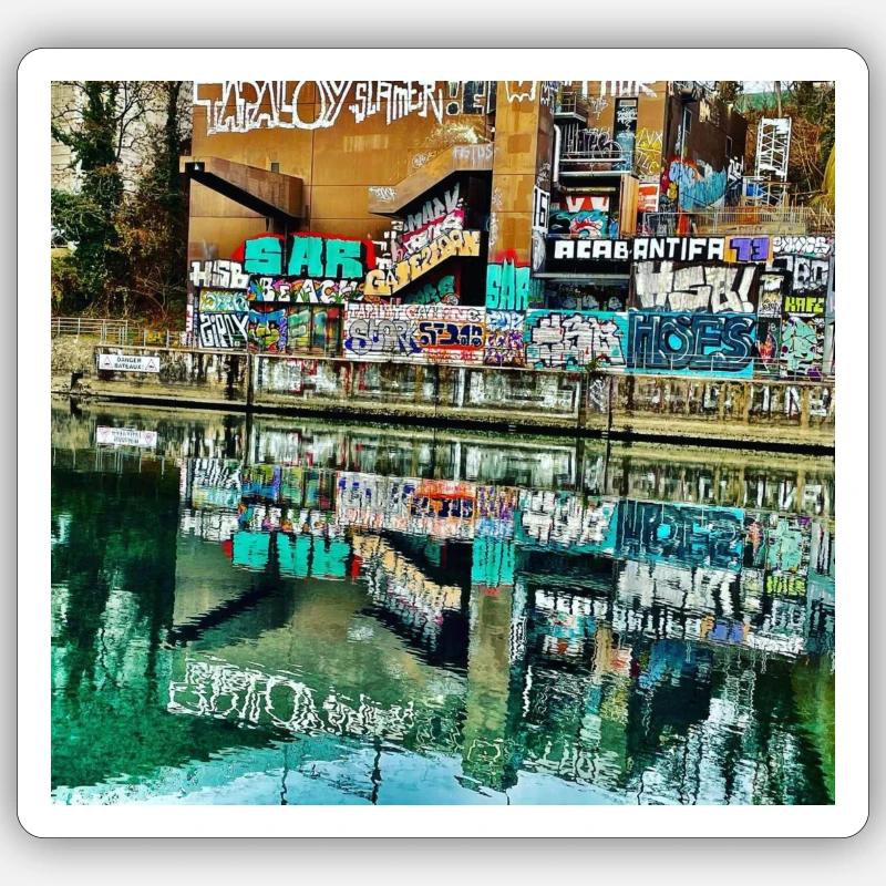 Graffiti art Hamburg - Sticker taille S (10 x 10 cm) - blanc mat