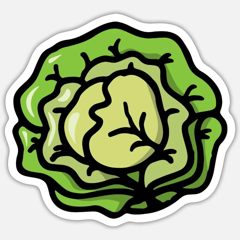 Salade de choux légumes - salade cabbage vegetable - Sticker taille S (10 x 10 cm) - blanc mat
