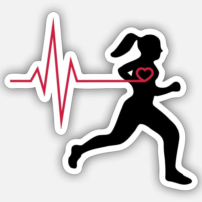Coureur avec un coeur - Sticker taille S (10 x 10 cm) - blanc mat