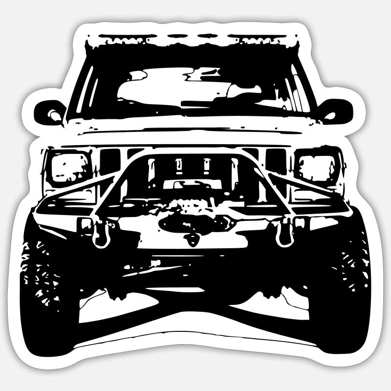 Cherokee XJ - Sticker taille S (10 x 10 cm) - blanc mat