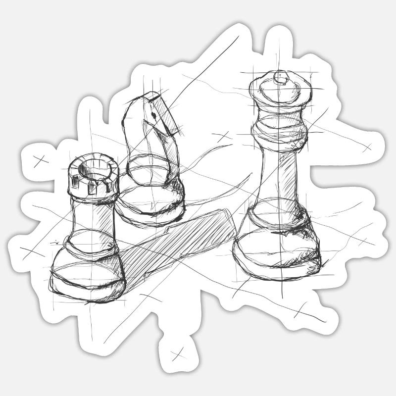 Échiquier jeu d’échecs cadeau - Sticker taille S (10 x 10 cm) - blanc mat