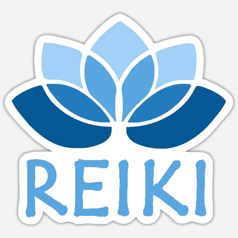 reiki bleu - Sticker taille S (10 x 10 cm) - blanc mat