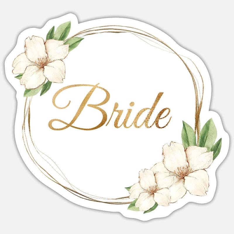 Cercle floral Team Bride personnalisable - Sticker taille S (10 x 10 cm) - blanc mat