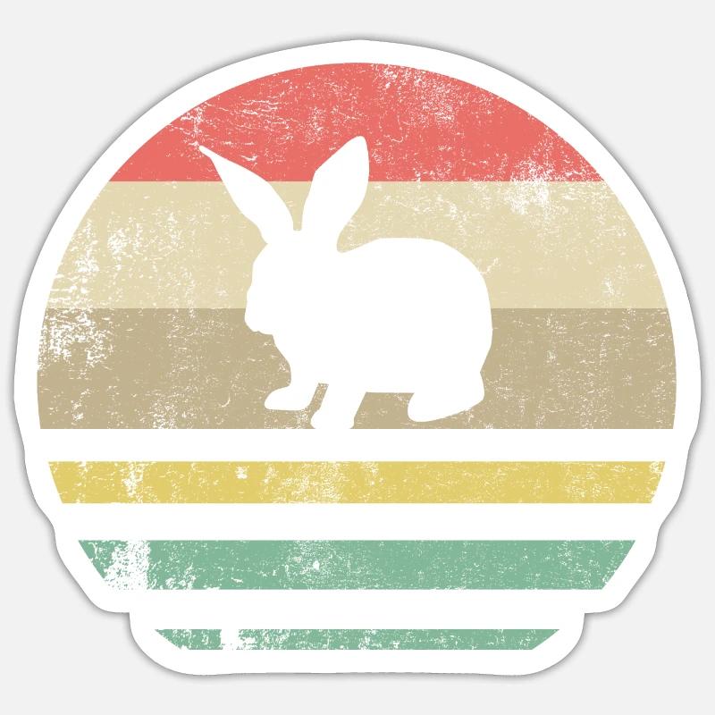 Easter Lapin Cadeau Rétro - Sticker taille S (10 x 10 cm) - blanc mat