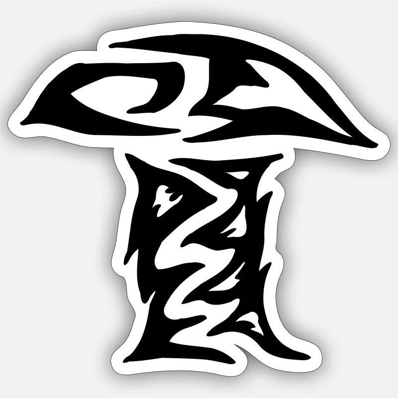 Champignon Tribal Champignon Tribal simple - Sticker taille S (10 x 10 cm) - blanc mat