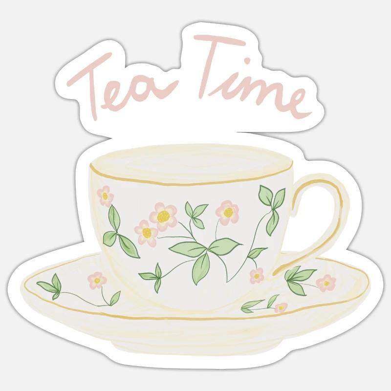 Tea Time - Sticker size S (10 x 10 cm) - white matte