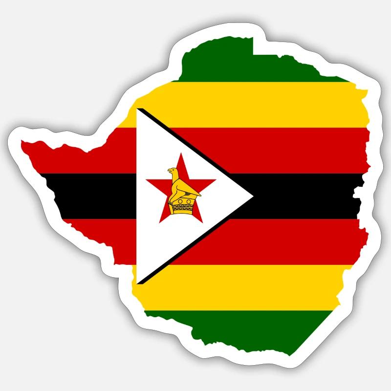 Zimbabwe flag - Sticker taille S (10 x 10 cm) - blanc mat