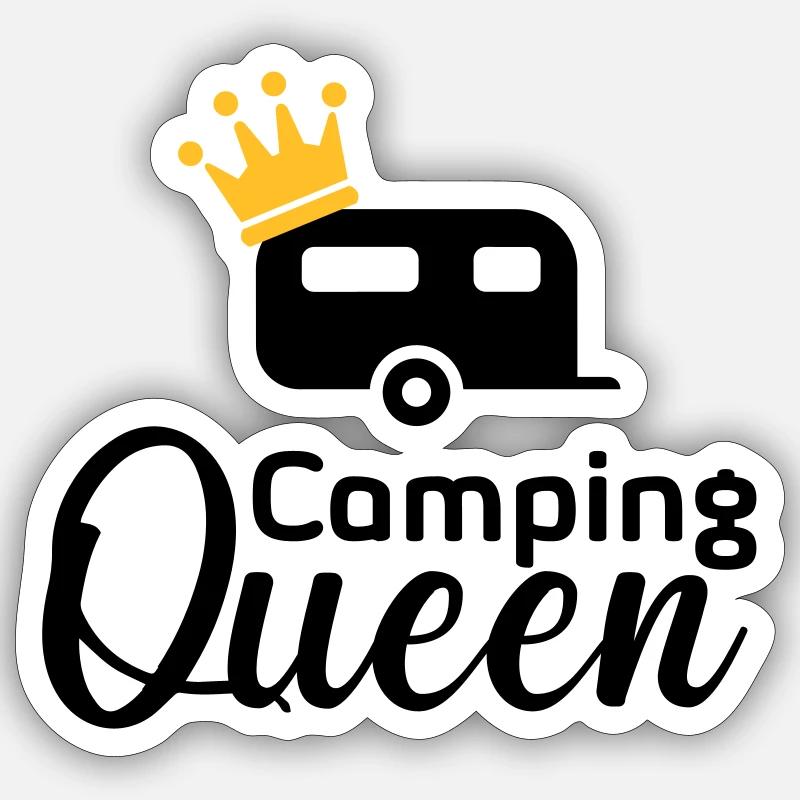 Camping Queen - Sticker Größe S (10 x 10 cm) - Mattweiß