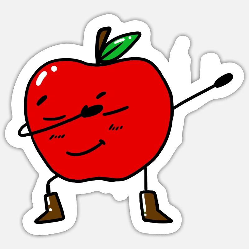 Dabbing Apple - Sticker size S (10 x 10 cm) - white matte