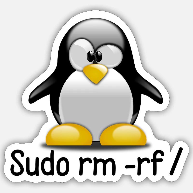Sudo rm -rf / Programmør Tux siger gave - Sticker størrelse S (10 x 10 cm) - mat hvid
