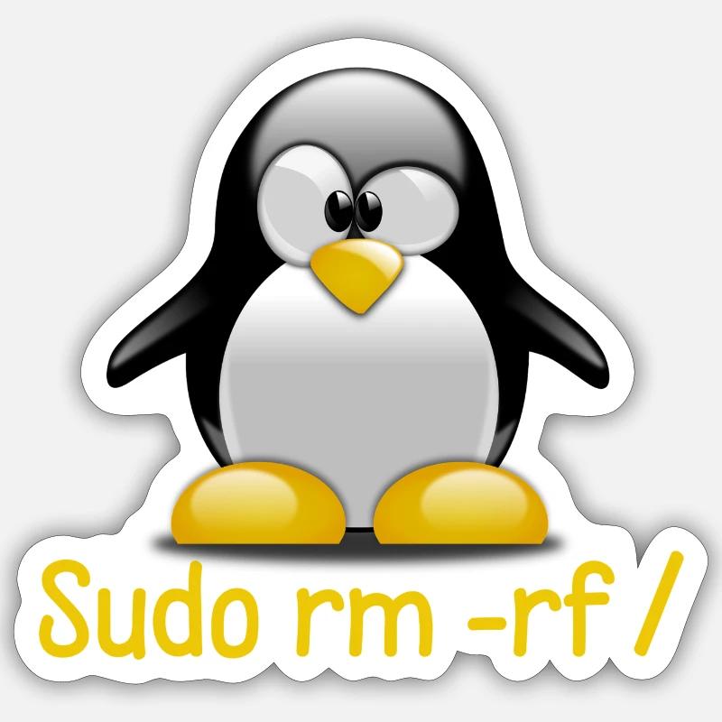 Sudo rm -rf / Programmer Tux Penguin Coding - Sticker size S (10 x 10 cm) - white matte