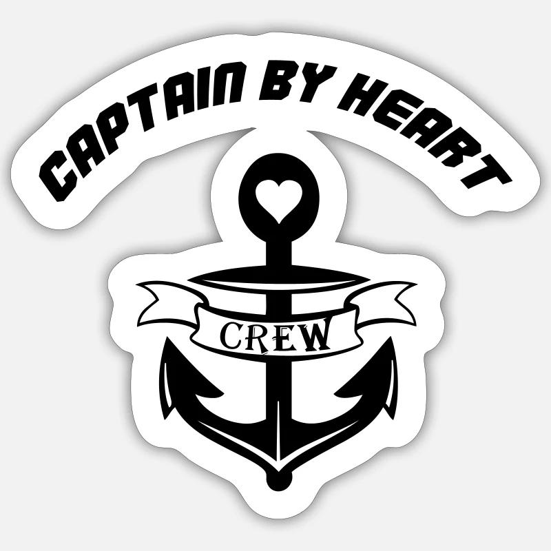 Captain by heart - Sticker taille S (10 x 10 cm) - blanc mat