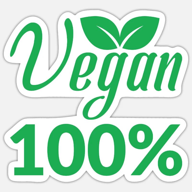 Vegan 100% - Sticker taille S (10 x 10 cm) - blanc mat