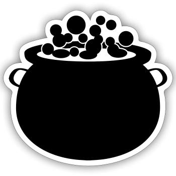 Chaudron de sorcières - Sticker taille S (10 x 10 cm) - blanc mat - Devant