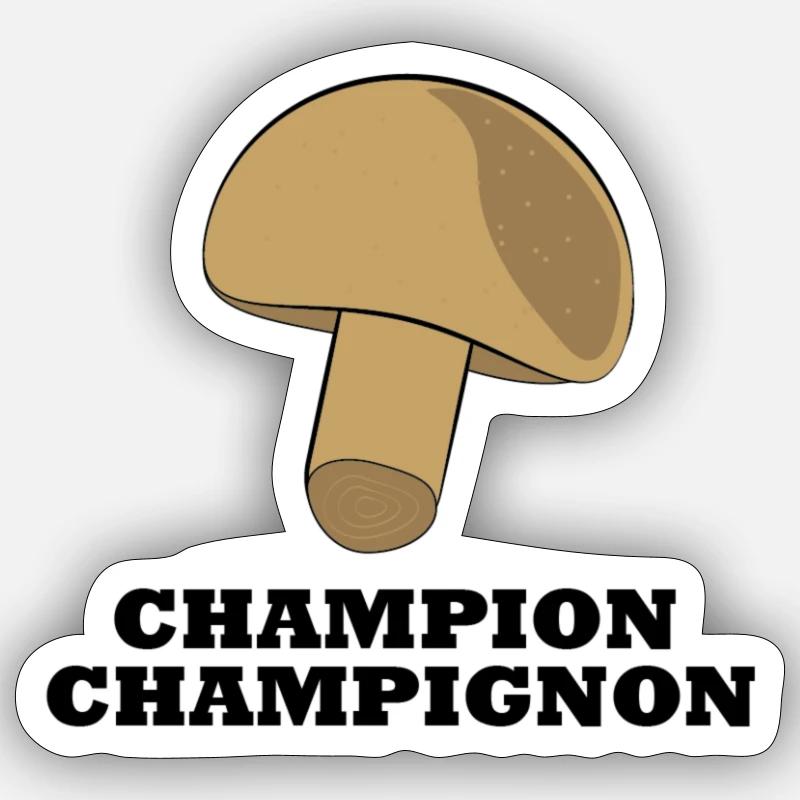 Champion Champignon - Sticker Größe S (10 x 10 cm) - Mattweiß
