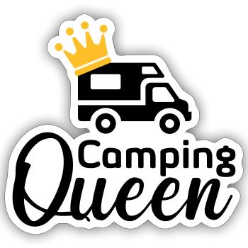 Camping Queen 2 wohmmobil - Sticker taille S (10 x 10 cm) - blanc mat - Devant