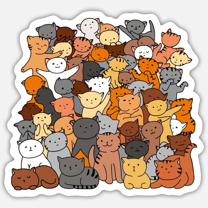 Gruppe bunte Katze Sticker Größe S (10 x 10 cm)