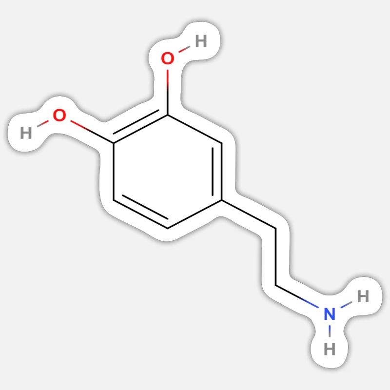 Dopamine Molecule - Colored Structural Formula Sticker size S (10 x 10 cm)