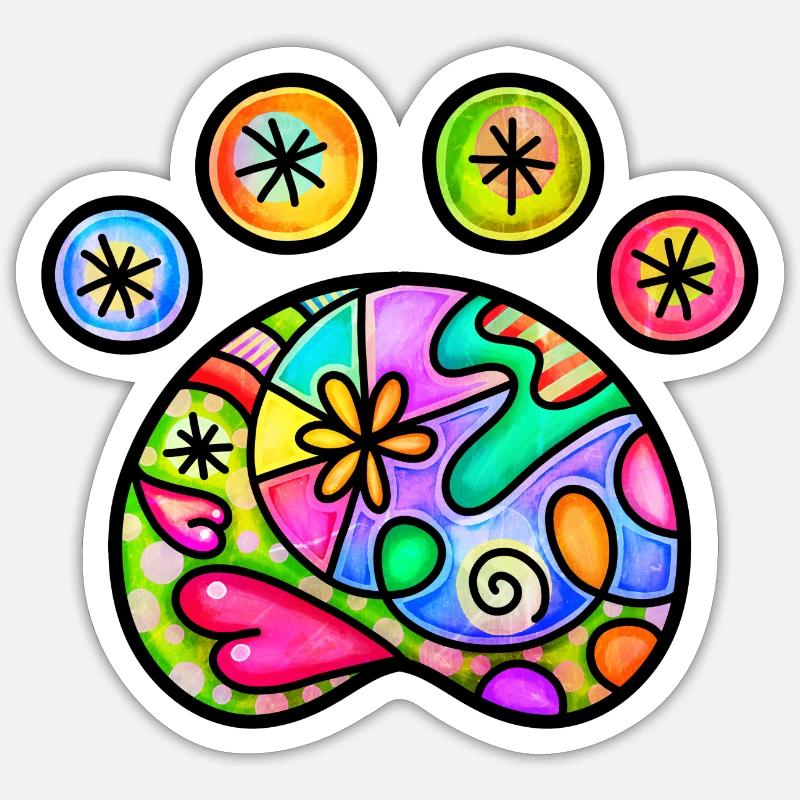Imprimé folk art paw - Sticker taille S (10 x 10 cm) - blanc mat