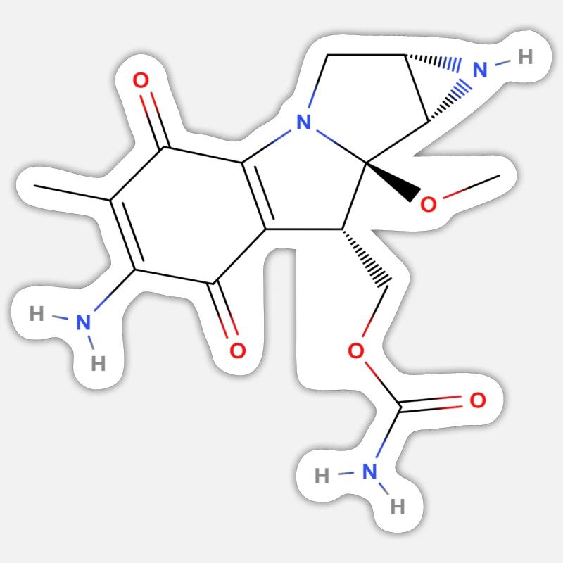 Mitomycin C Molecule - Colored Structural Formula Sticker size S (10 x 10 cm)
