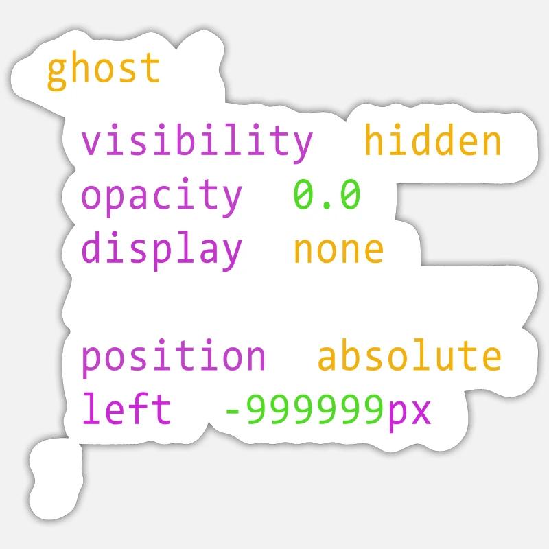 Ghost Coding * Geek Gift * - Sticker taille S (10 x 10 cm) - blanc mat