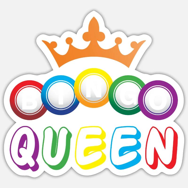 Bingo Balls Bingo Queen Gift - Sticker taille S (10 x 10 cm) - blanc mat