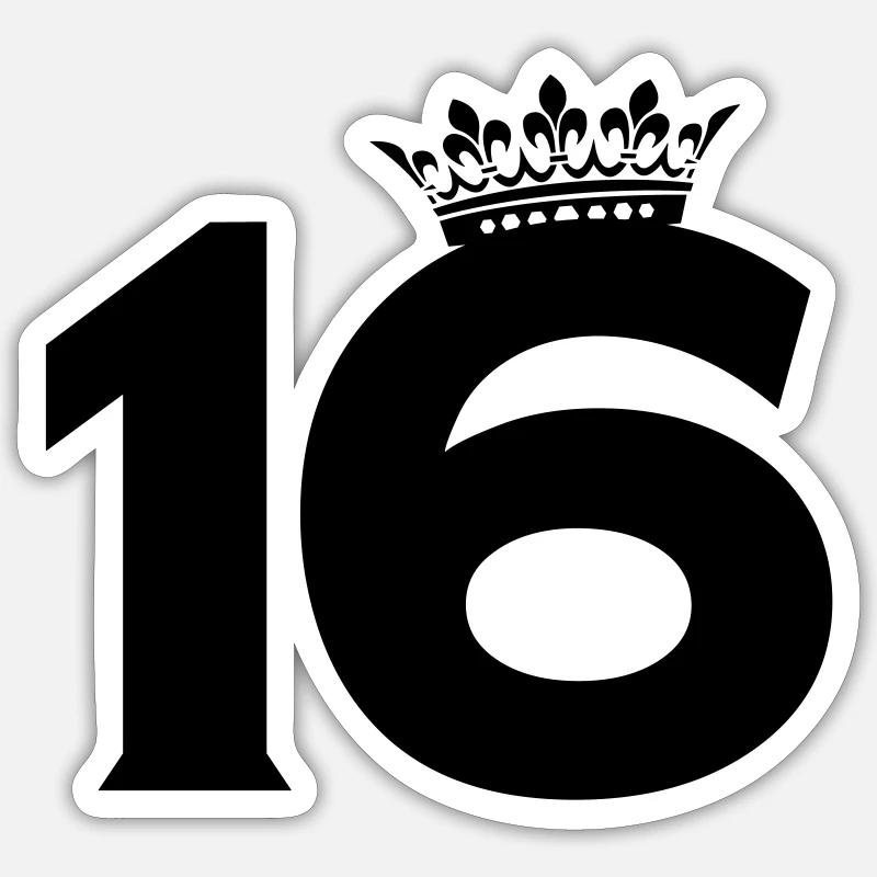 16 crown - Sticker size S (10 x 10 cm) - white matte