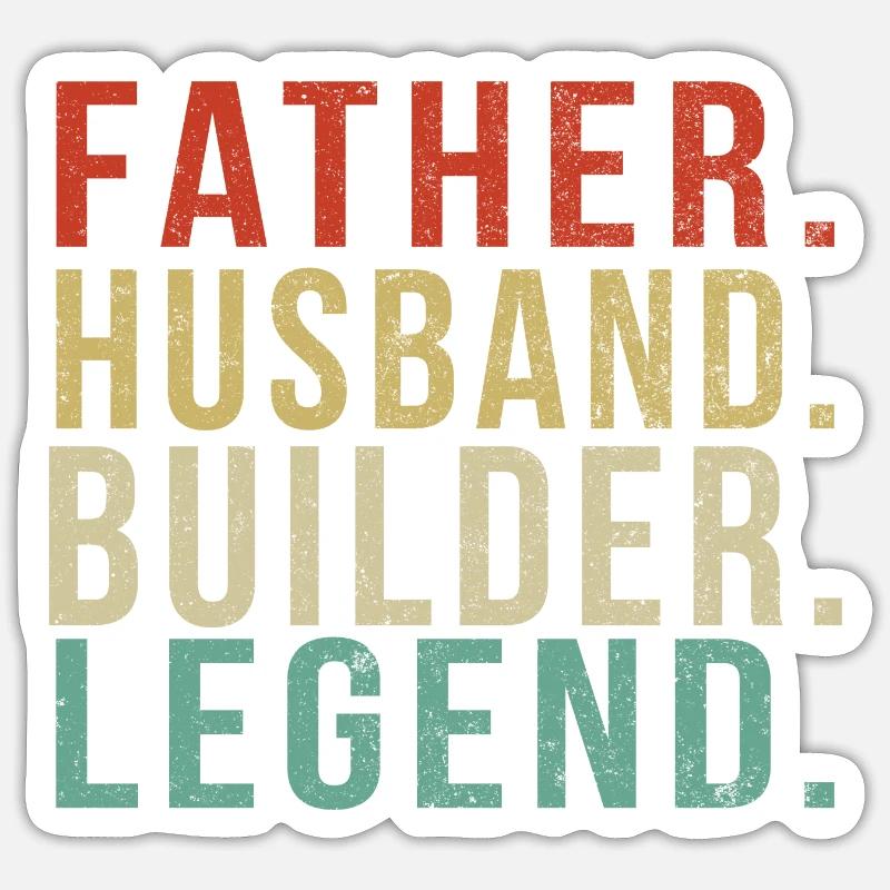 Builder Dad Vintage/ Father. Husband. Builder. - Sticker size S (10 x 10 cm) - white matte