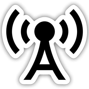 Funkturm Antenne Funk Signal Wireless Symbol Icon - Sticker Größe S (10 x 10 cm) - Mattweiß - Vorne
