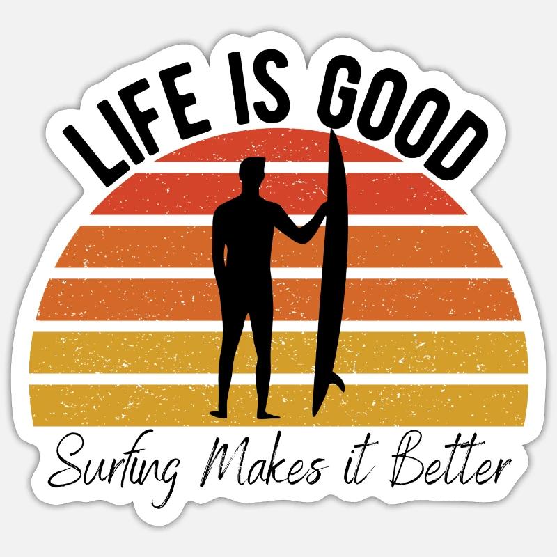 Surfer - Sticker taille S (10 x 10 cm) - blanc mat