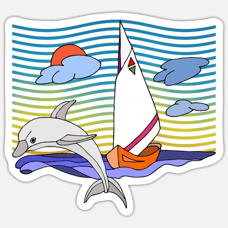 Segelboot - Sticker Größe S (10 x 10 cm) - Mattweiß