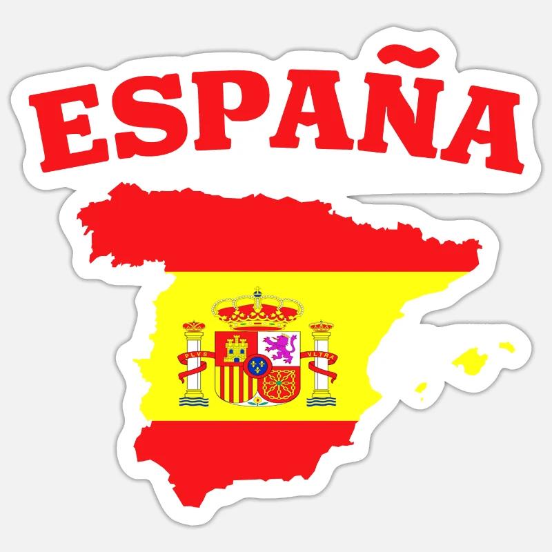 Spain Espana Flag Map - Sticker size S (10 x 10 cm) - white matte