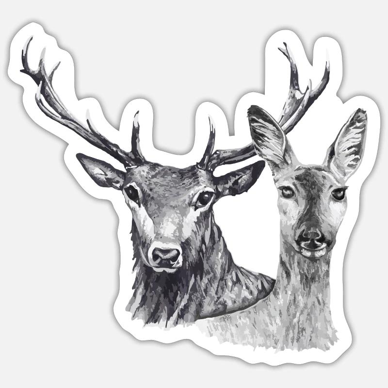 Deer and doe Sticker size S (10 x 10 cm)