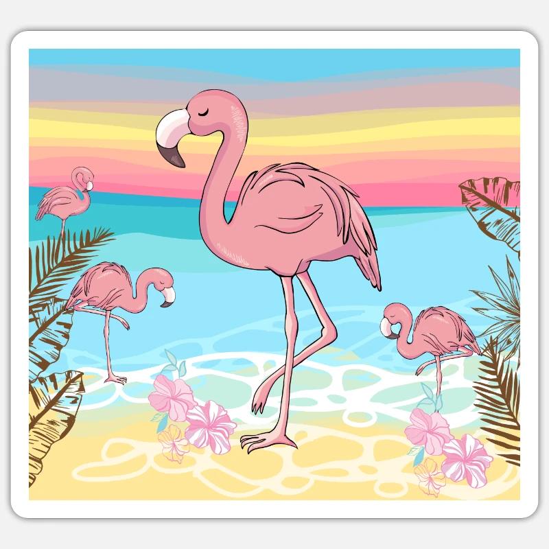 Flamingo - Sticker taille S (10 x 10 cm) - blanc mat