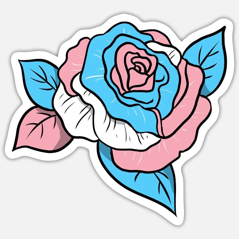 Trans Pride Rose - Sticker size S (10 x 10 cm) - white matte
