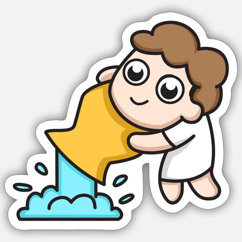 Sternzeichen Wassermann - Sticker Größe S (10 x 10 cm) - Mattweiß