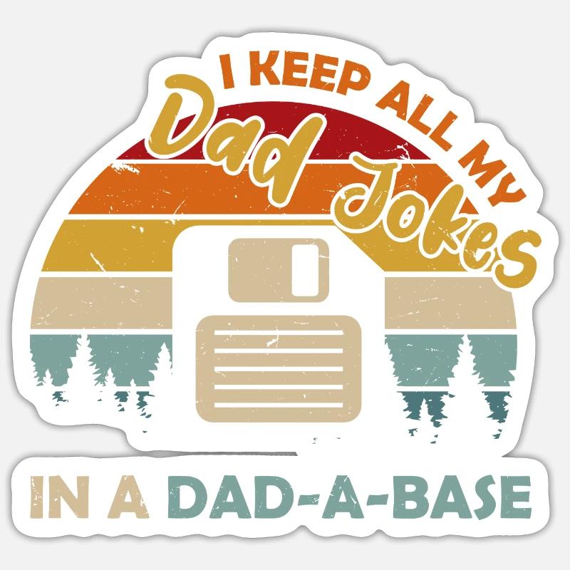 Je garde toutes les blagues de mon père dans une disquette de base de papa - Sticker taille S (10 x 10 cm) - blanc mat