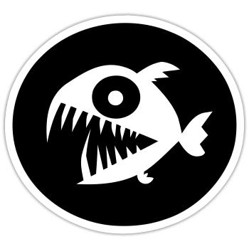 Piranha - Sticker size S (10 x 10 cm) - white matte - Front