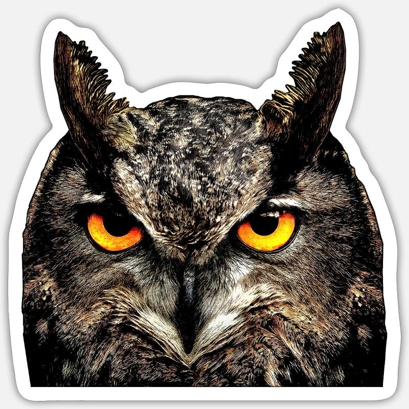hibou - Sticker taille S (10 x 10 cm) - blanc mat