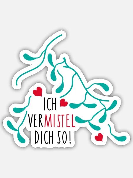 Mistelzweig Liebe für Paare - Sticker Größe S (10 x 10 cm) - Mattweiß