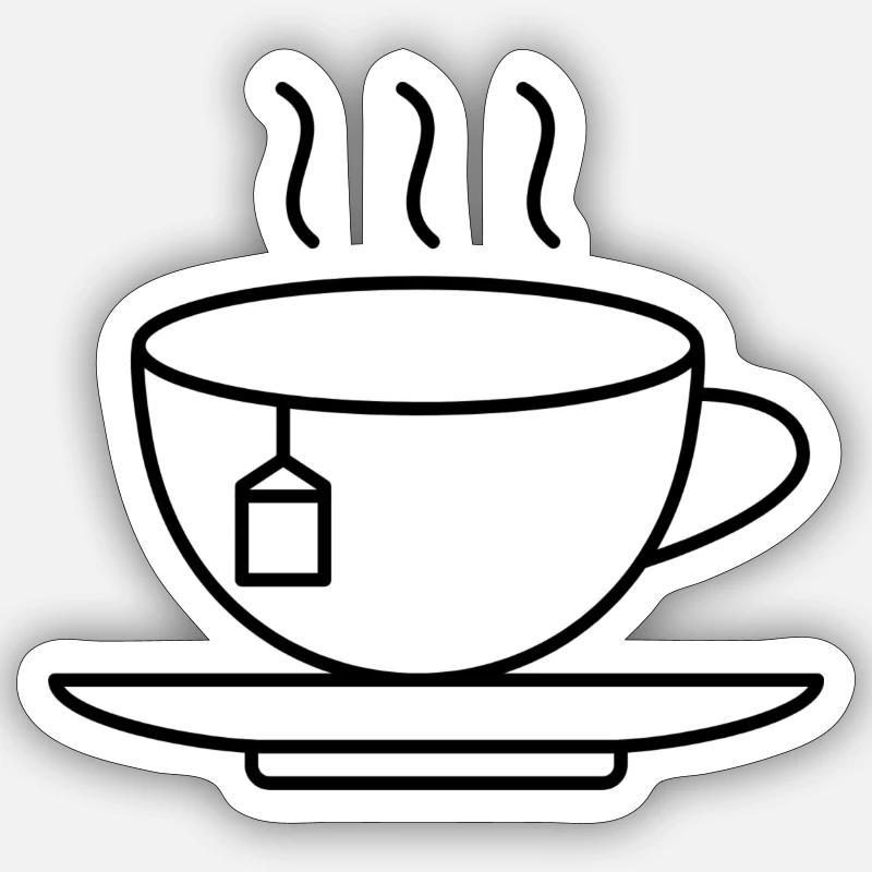 Tasse Tee - Sticker Größe S (10 x 10 cm) - Mattweiß