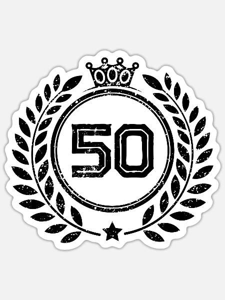 50 Zahl Kranz - Sticker Größe S (10 x 10 cm) - Mattweiß