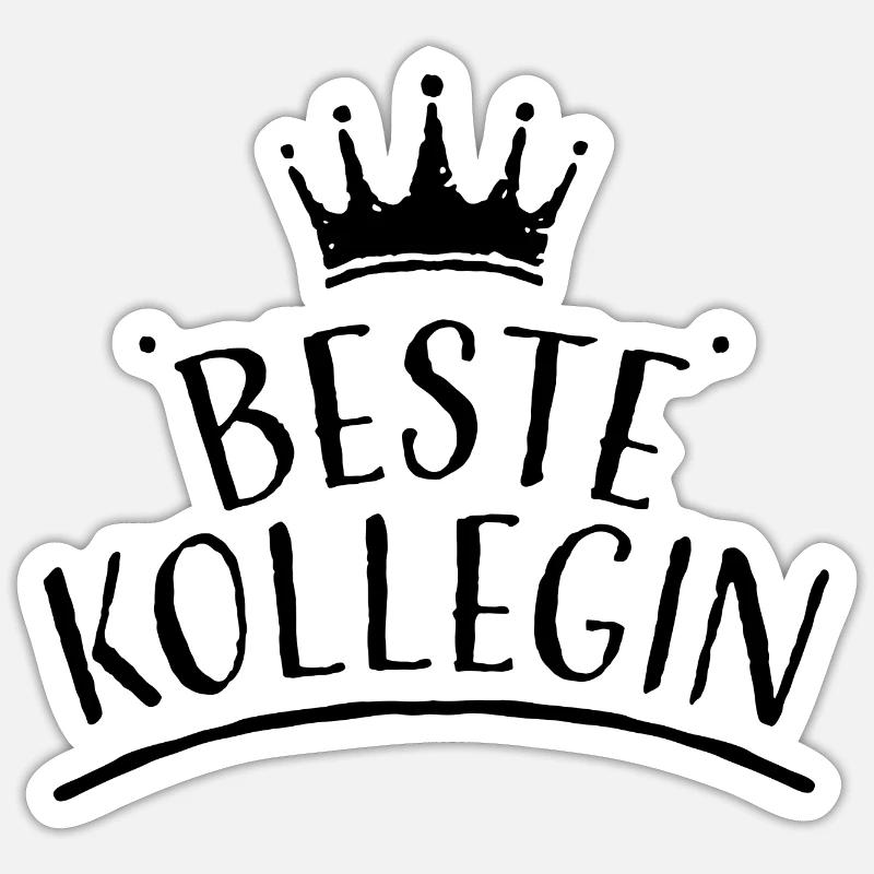 Krone beste kollegin schwarz Tshirt design - Sticker Größe S (10 x 10 cm) - Mattweiß