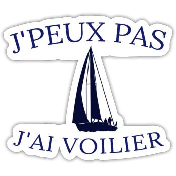 Superbe JPEUX PAS J AI VOILIER VOILEUX PLAISANCE - Sticker taille S (10 x 10 cm) - blanc mat - Devant