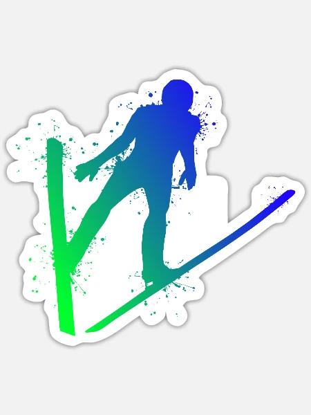 Skispringen Skifliegen Wintersport Skispringer - Sticker Größe S (10 x 10 cm) - Mattweiß