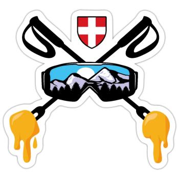 Savoie Ski und Savoyard Fondue Geschenk Haute Savoie - Sticker Größe S (10 x 10 cm) - Mattweiß - Vorne