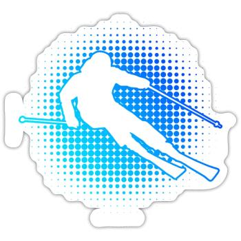 Ski acrobatique masculin Sports d’hiver Skieurs de ski - Sticker taille S (10 x 10 cm) - blanc mat - Devant